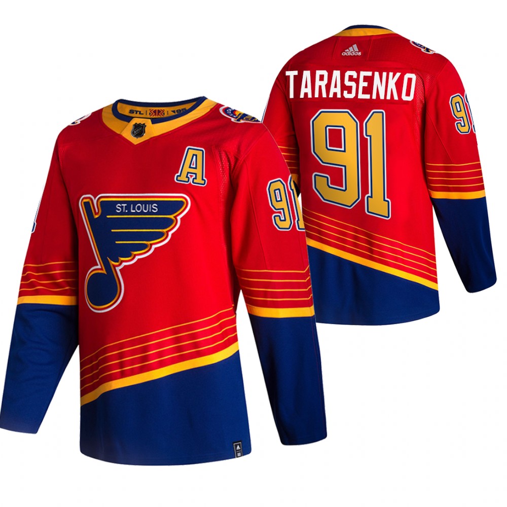 Blues 2021 Reverse Retro #91 Vladimir Tarasenko Red Jersey Special Edition Authentic