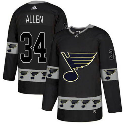 Blues 34 Jake Allen Black Team Logos Fashion Adidas Jersey