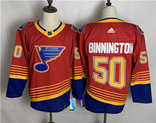 Blues 50 Jordan Binnington Red 2020-21 Reverse Retro Adidas Jersey