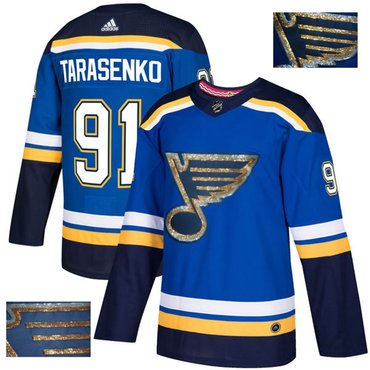Blues 91 Vladimir Tarasenko Blue With Special Glittery Logo Adidas Jersey