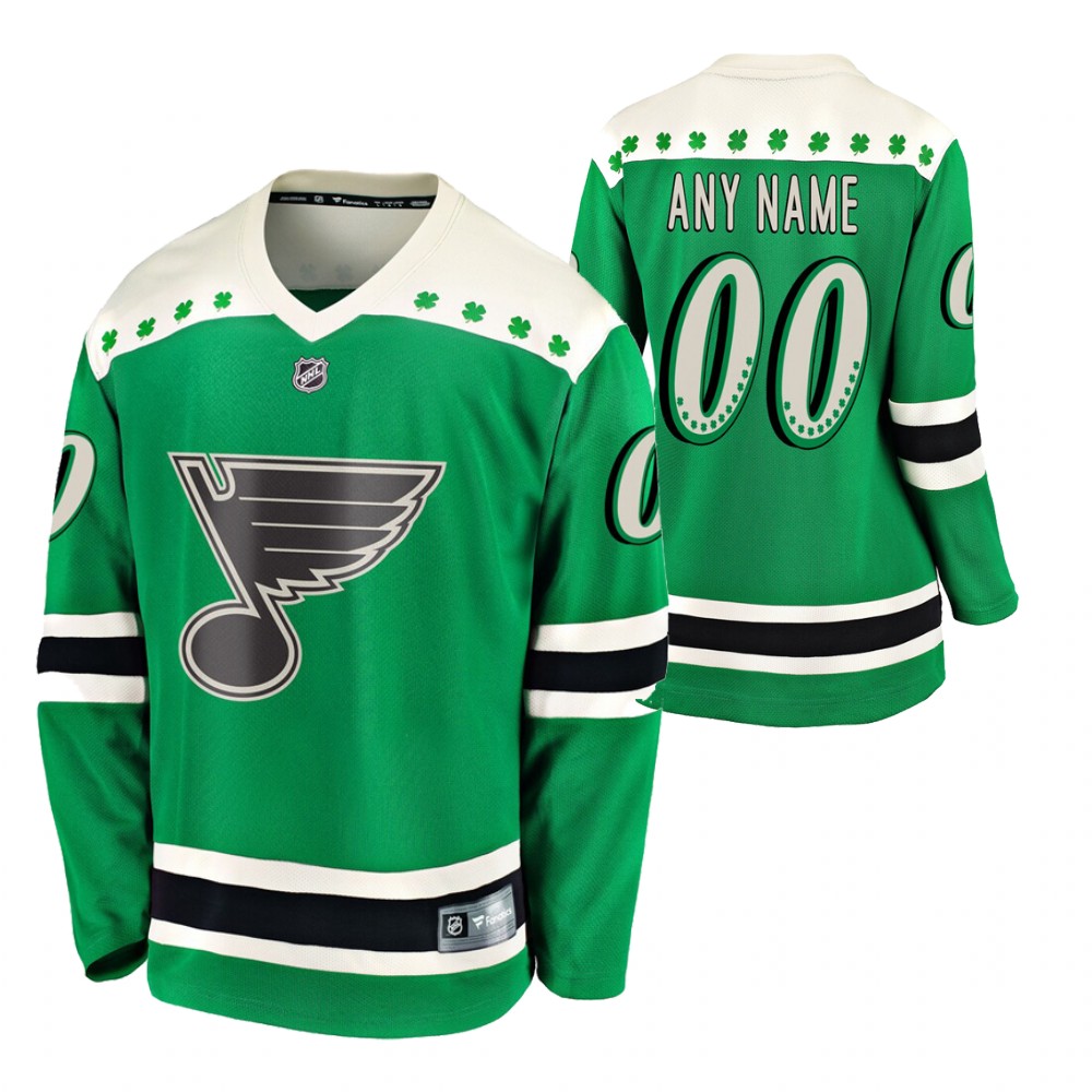 Blues Custom 2021 St Patricks Day Green Men Jersey