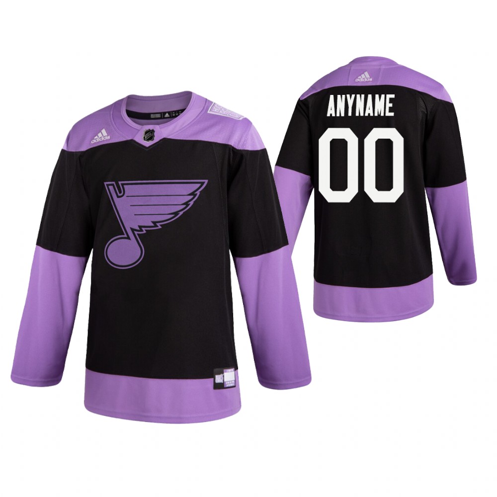 Blues Custom Black Practice Hockey Fights Cancer Jersey