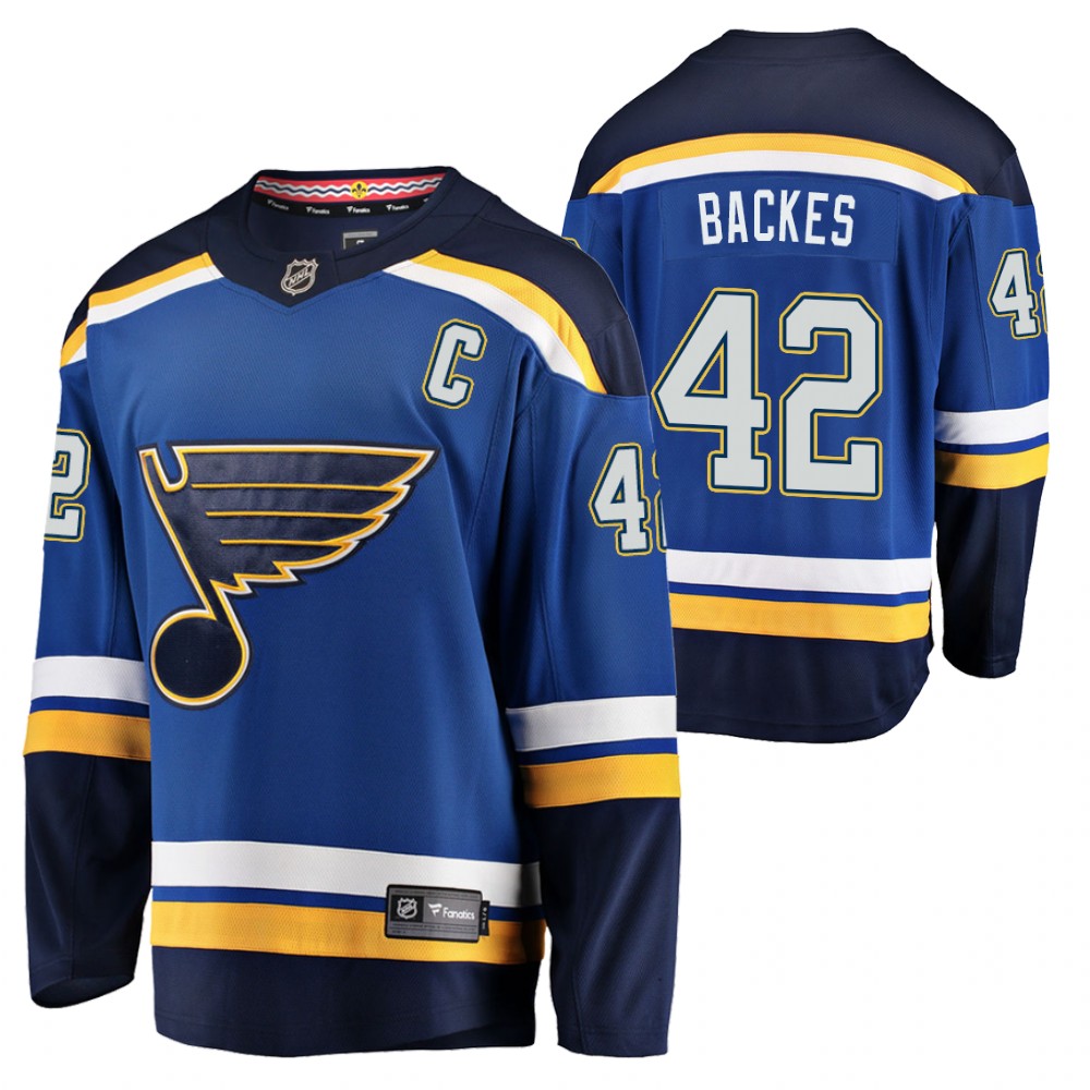 Blues David Backes Jersey No.1 star Royal Home Men