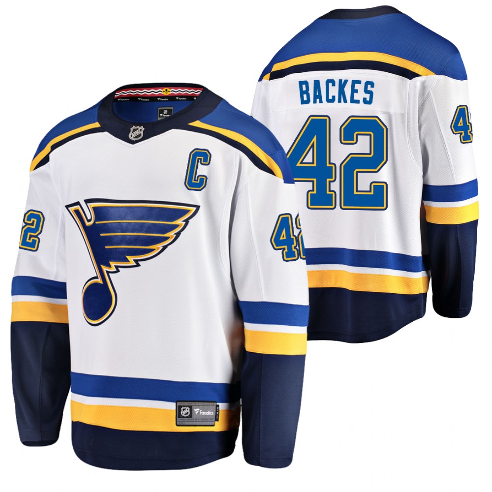 Blues David Backes Jersey No.1 star White Honor Men