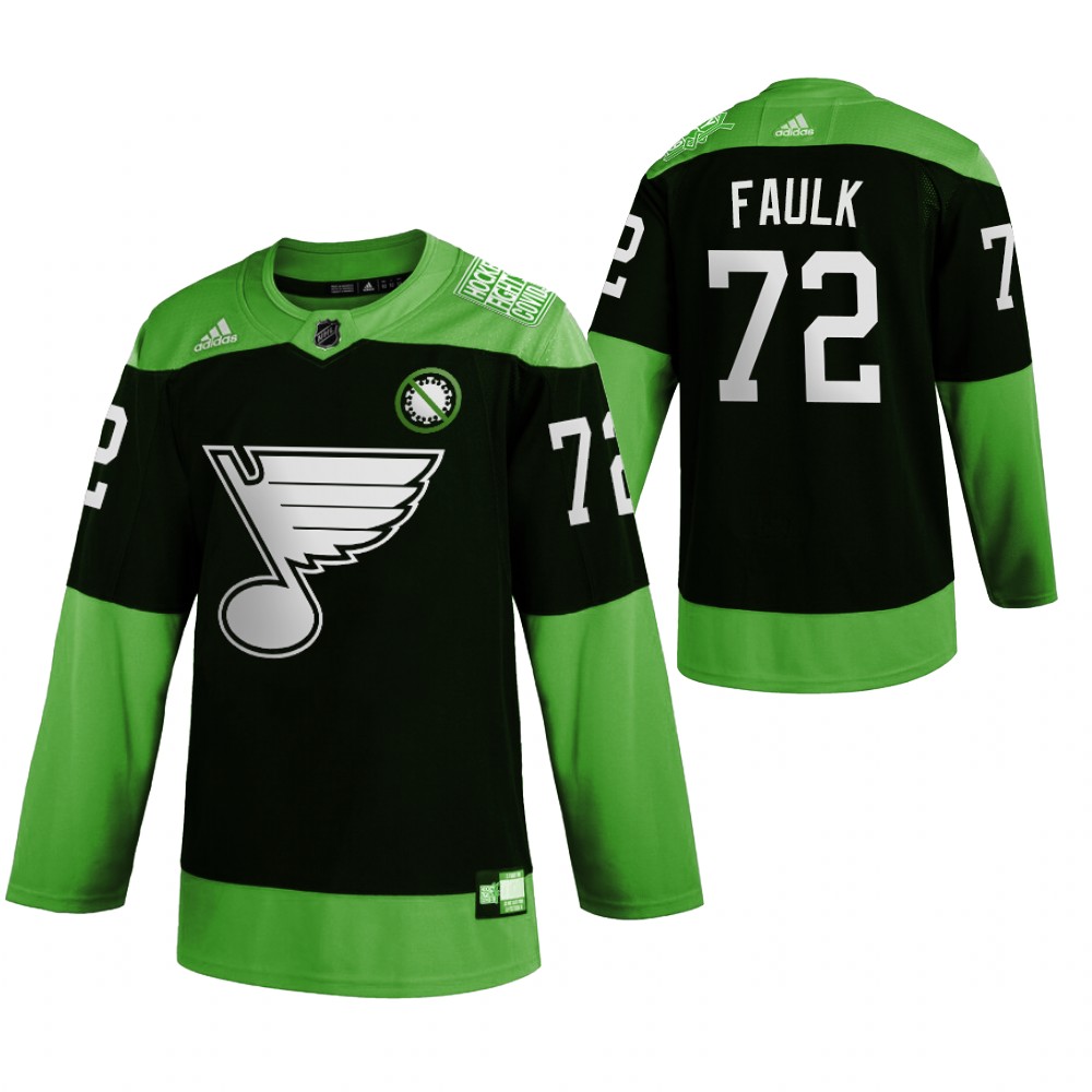 Blues Hockey Fight nCoV justin faulk Green Jersey