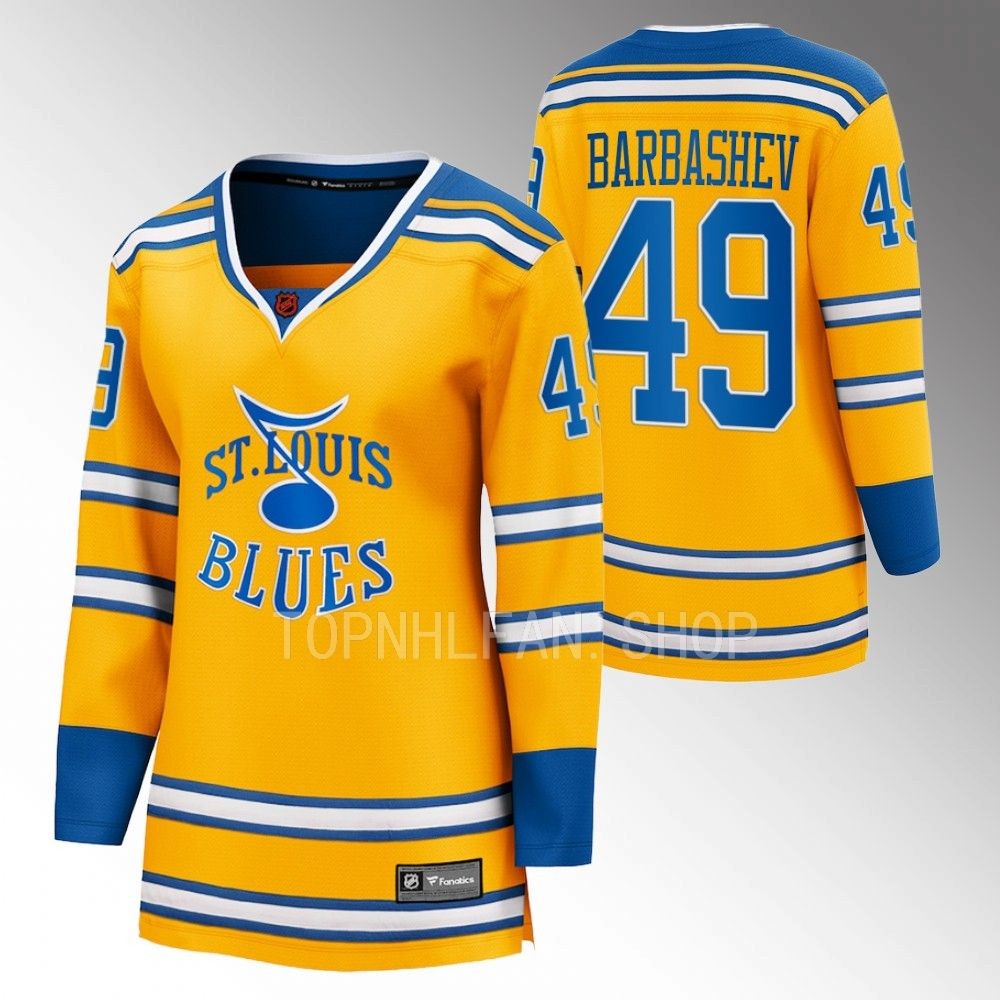 Blues Ivan Barbashev Special Edition 2.0 Yellow Breakaway Retro Women Jersey
