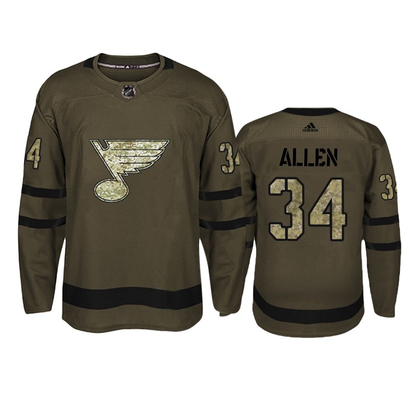 Blues Jake Allen Camo Military Jersey