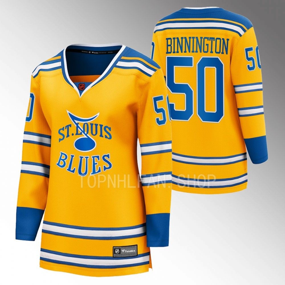 Blues Jordan Binnington Special Edition 2.0 Yellow Breakaway Retro Women Jersey