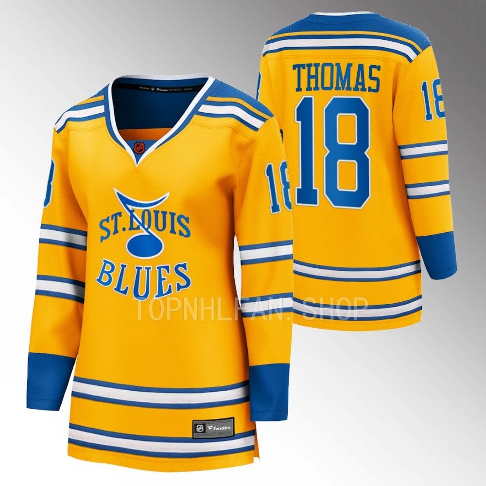 Blues Robert Thomas Special Edition 2.0 Yellow Breakaway Retro Women Jersey