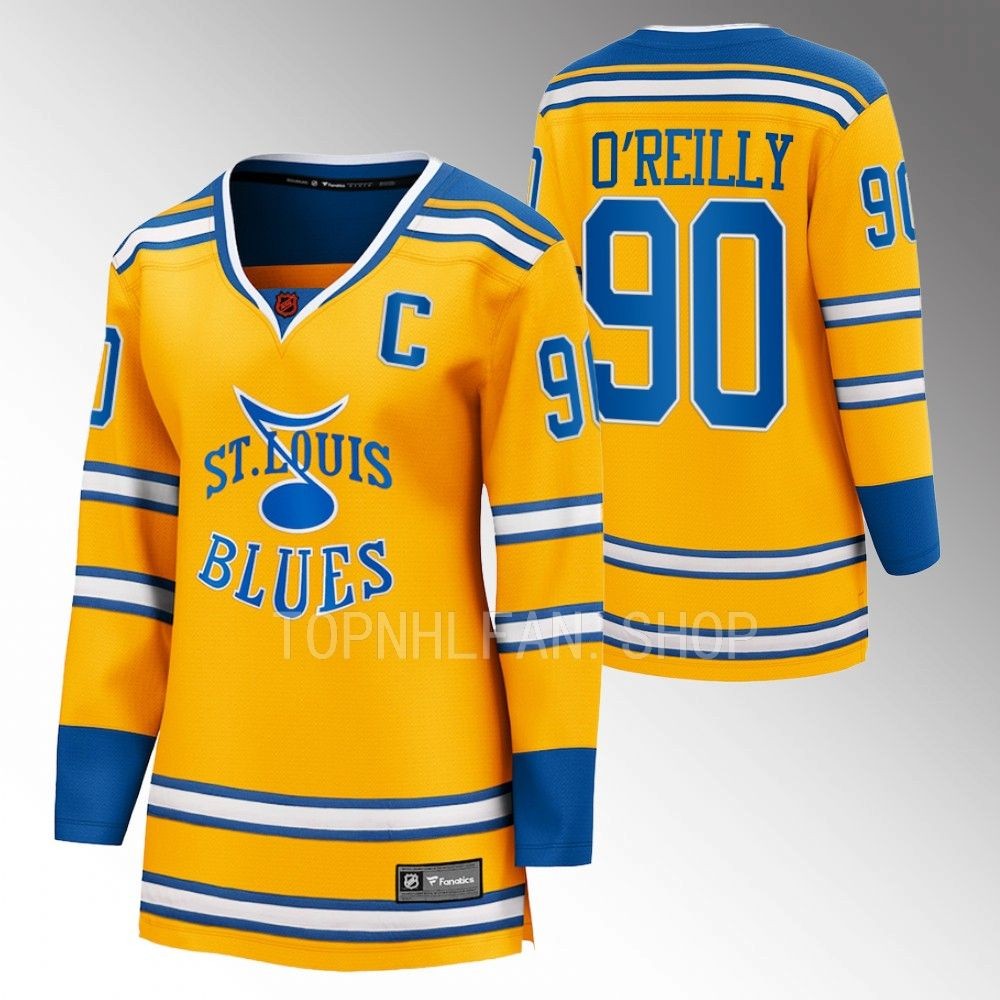 Blues Ryan O'Reilly Special Edition 2.0 Yellow Breakaway Retro Women Jersey
