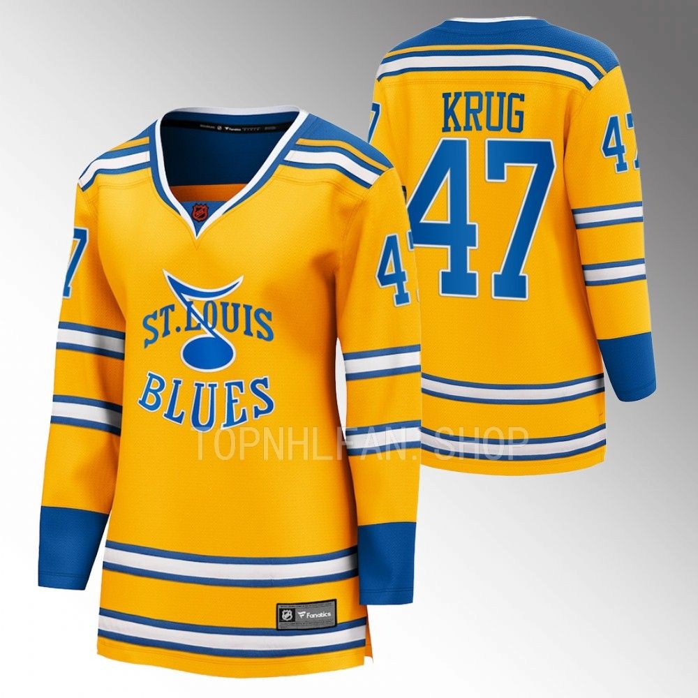 Blues Torey Krug Special Edition 2.0 Yellow Breakaway Retro Women Jersey