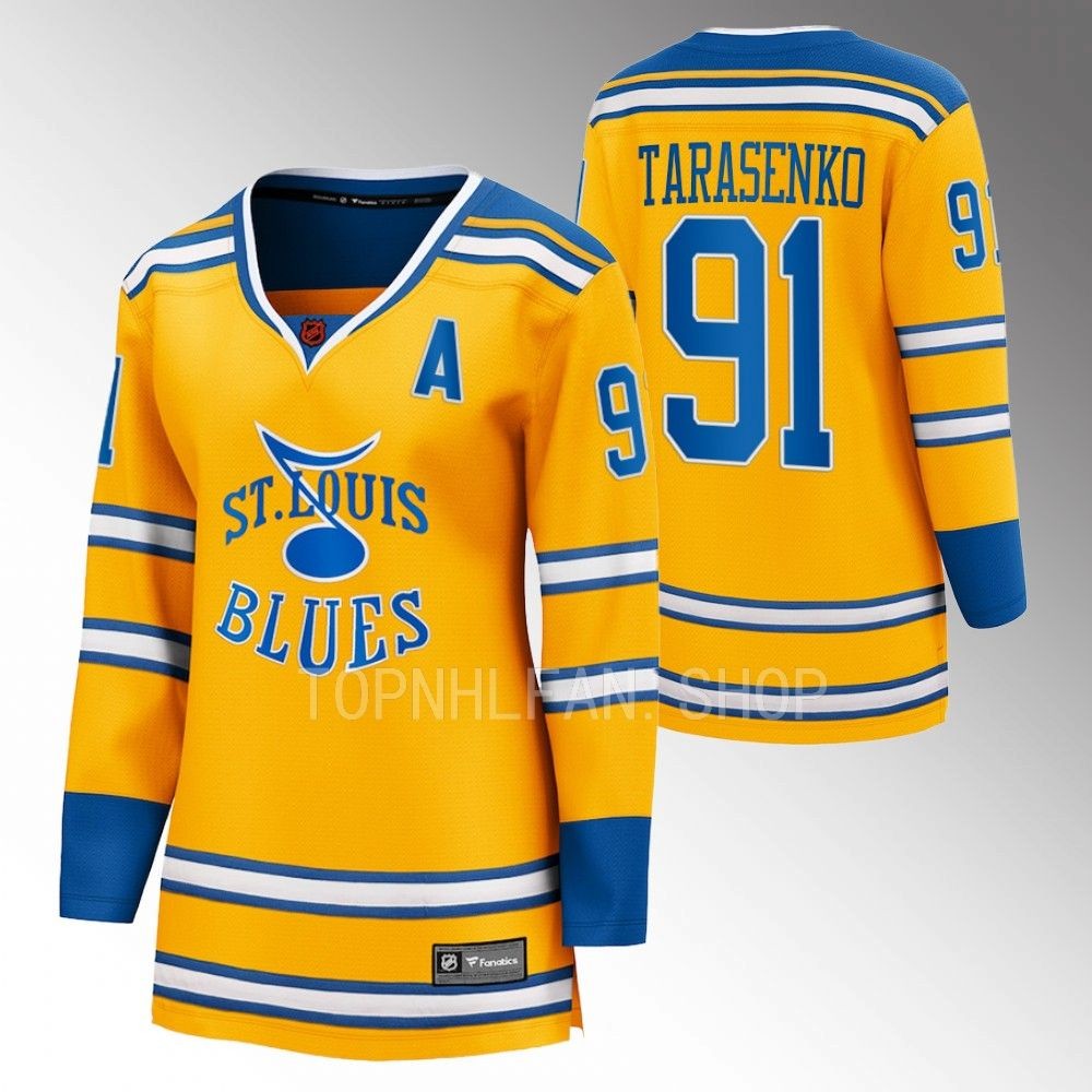 Blues Vladimir Tarasenko Special Edition 2.0 Yellow Breakaway Retro Women Jersey