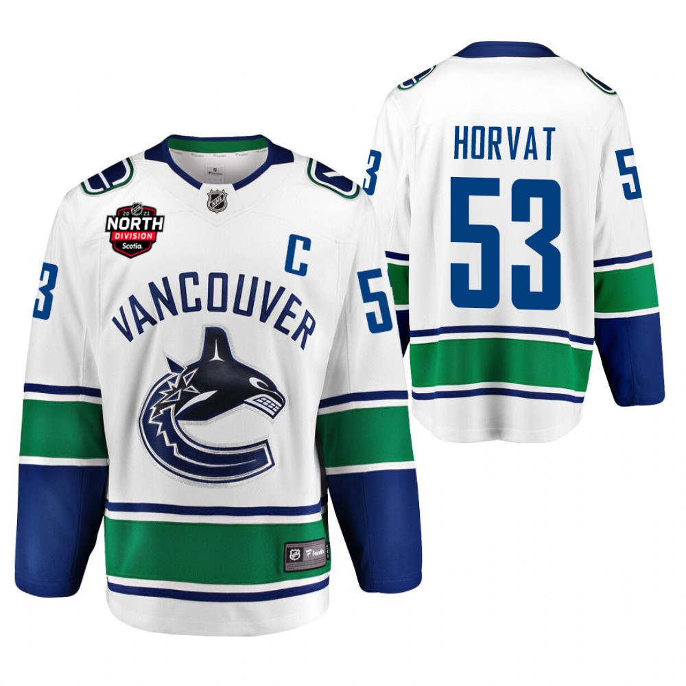 Bo Horvat Canucks 2021 North Division Patch Jersey White Away