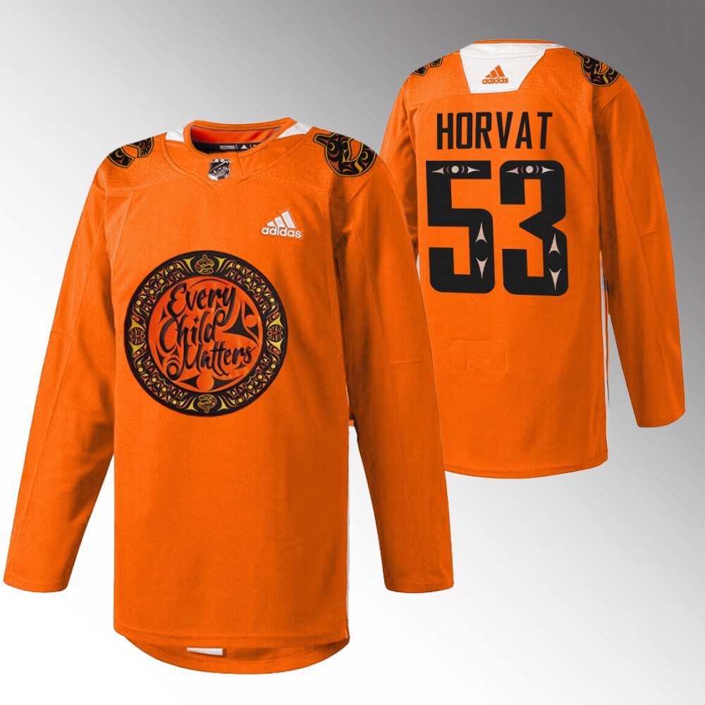 Bo Horvat Vancouver Canucks National Day for Truth and Reconciliation Orange 2022 Jersey Warmup