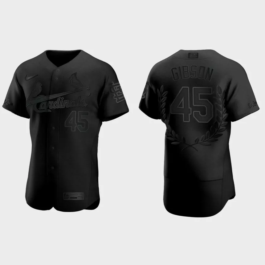 Bob Gibson #45 St. Louis Cardinals Hall of Fame Awards Collection Jersey – Black