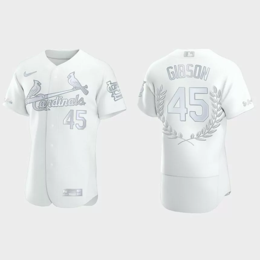 Bob Gibson #45 St. Louis Cardinals Hall of Fame Awards Collection Jersey – Black的副本