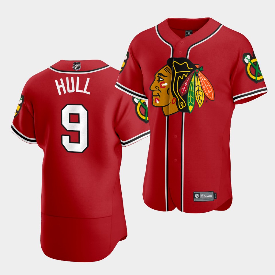 Bobby Hull Chicago Blackhawks 2020 NHL X MLB Crossover Edition Red Baseball Stitched Jersey