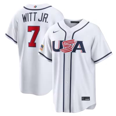 Bobby Witt Jr. USA Baseball Nike 2026 World Baseball Classic Home Stadium Jersey - White