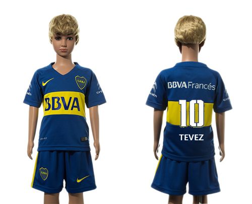 Boca Juniors #10 Tevez Home Kid Soccer Club Jersey