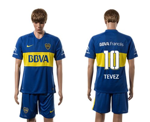 Boca Juniors #10 Tevez Home Soccer Club Jersey