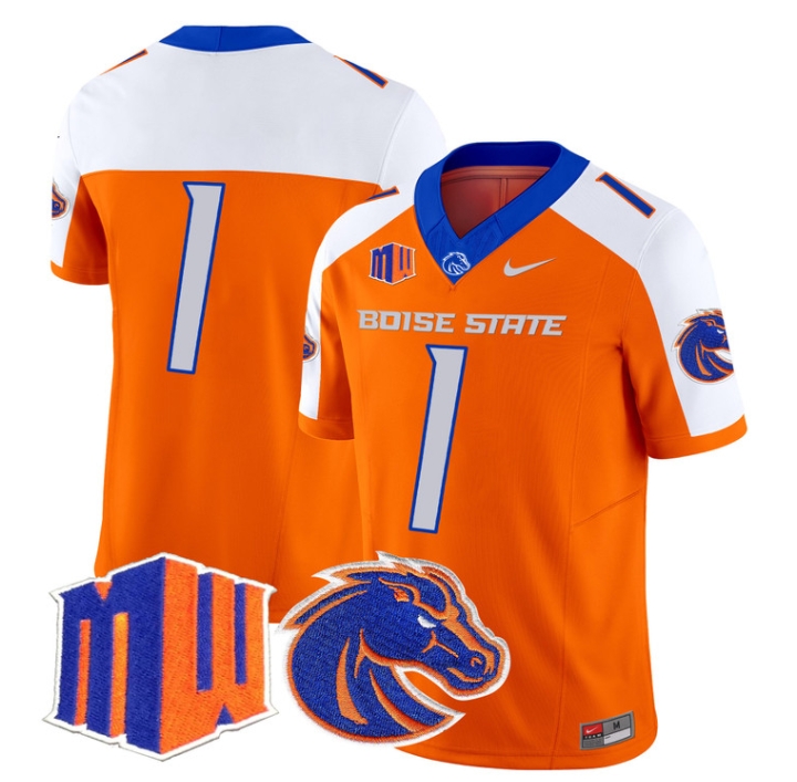 Boise State Broncos 2024 Vapor Limited  Football Jersey - All Stitched  ORANGE ALTERNATE #1 no name