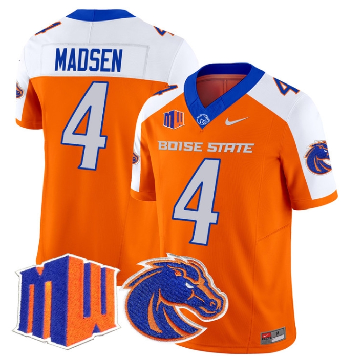 Boise State Broncos 2024 Vapor Limited  Football Jersey - All Stitched  ORANGE ALTERNATE #4 MADDUX MADSEN