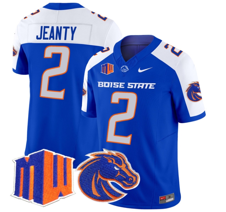Boise State Broncos 2024 Vapor Limited  Football Jersey - All Stitched  ROYAL ALTERNATE #2 ASHTON JEANTY