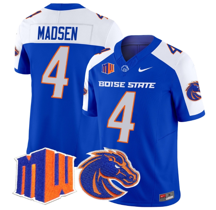 Boise State Broncos 2024 Vapor Limited  Football Jersey - All Stitched  ROYAL ALTERNATE #4 MADDUX MADSEN