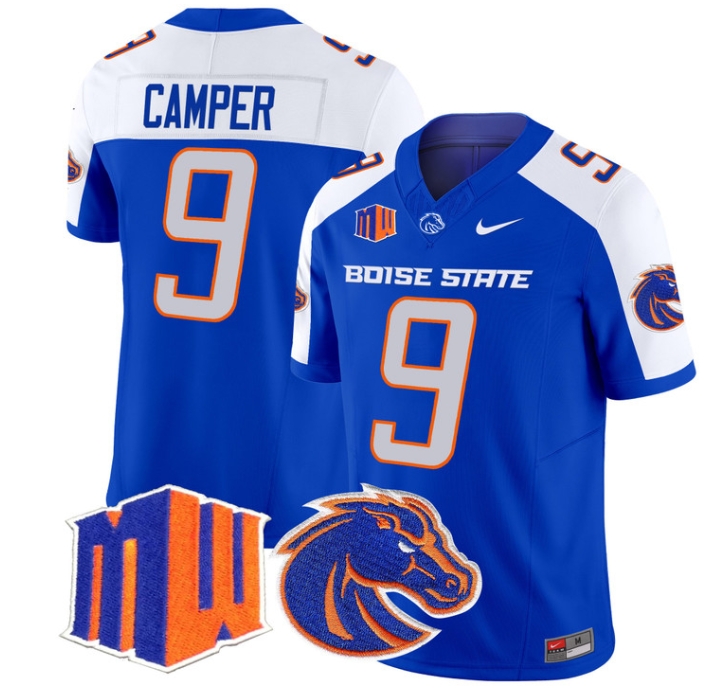 Boise State Broncos 2024 Vapor Limited  Football Jersey - All Stitched  ROYAL ALTERNATE #9 CAMERON CAMPER