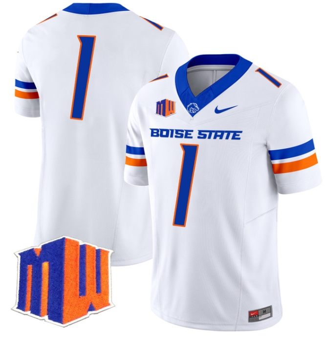 Boise State Broncos 2024 Vapor Limited  Football Jersey - All Stitched  WHITE #1 no name