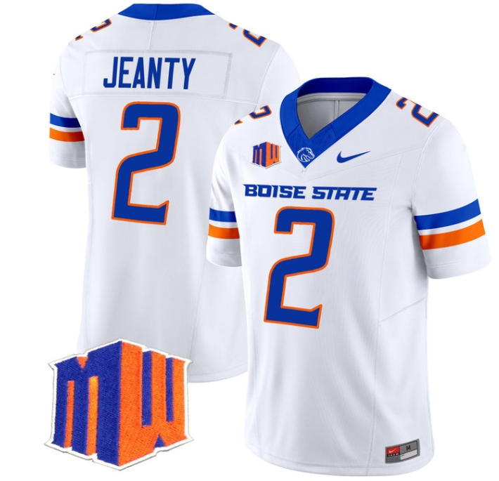 Boise State Broncos 2024 Vapor Limited  Football Jersey - All Stitched  WHITE #2 ASHTON JEANTY