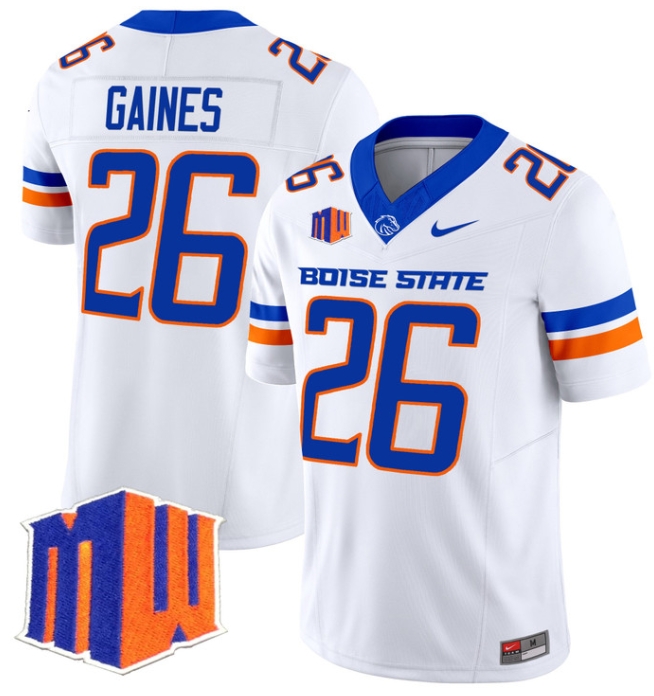 Boise State Broncos 2024 Vapor Limited  Football Jersey - All Stitched  WHITE #26 SIRE GAINES
