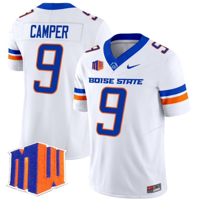 Boise State Broncos 2024 Vapor Limited  Football Jersey - All Stitched  WHITE #9 CAMERON CAMPER