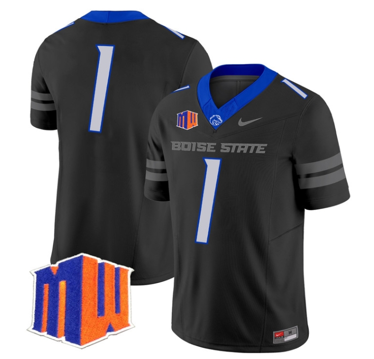 Boise State Broncos 2024 Vapor Limited  Football Jersey - All Stitched BLACK #1 no name