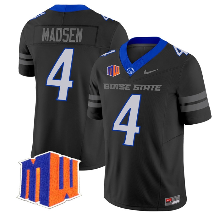 Boise State Broncos 2024 Vapor Limited  Football Jersey - All Stitched BLACK #4 MADDUX MADSEN