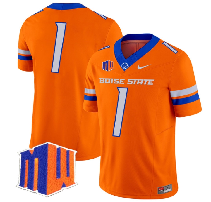 Boise State Broncos 2024 Vapor Limited  Football Jersey - All Stitched ORANGE #1 no name