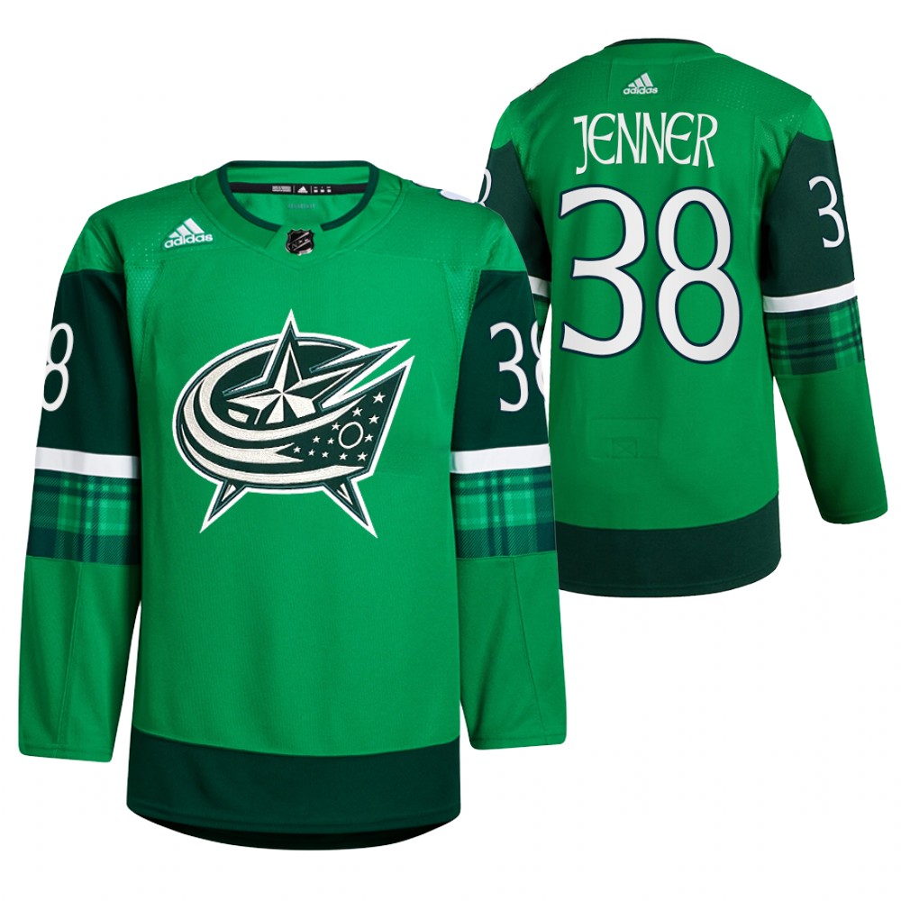 Boone Jenner St. Patricks Day Blue Jackets Green #38 Jersey