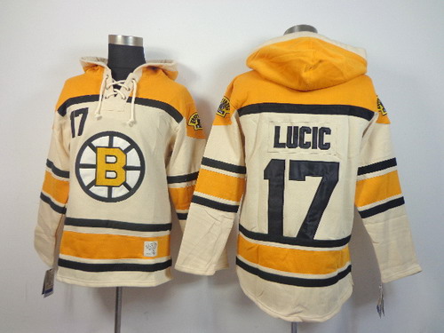 Boston Bruins #17 Milan Lucic Cream Hoody Stitched
