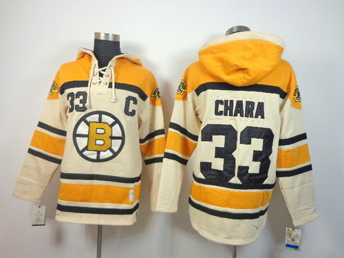 Boston Bruins #33 Zdeno Chara Cream Hoody Stitched
