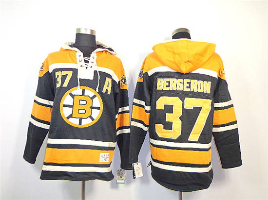 Boston Bruins #37 Patrice Bergeron Black Old Time Hockey hoodies Stitched