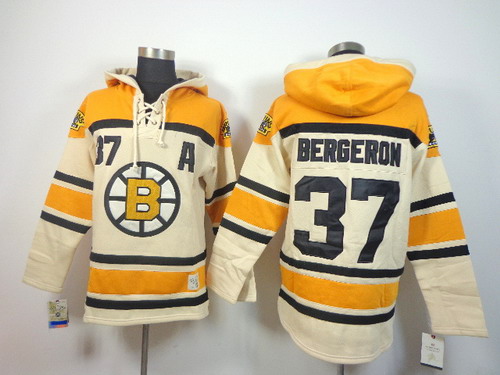 Boston Bruins #37 Patrice Bergeron Cream Hoody Stitched
