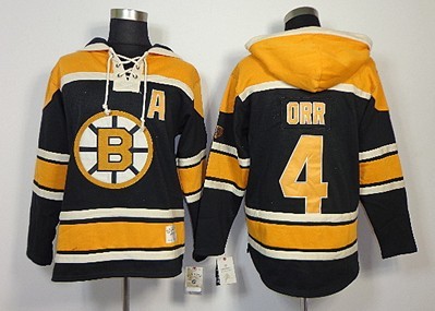 Boston Bruins #4 Bobby Orr Black Old Time Hockey hoodies Stitched