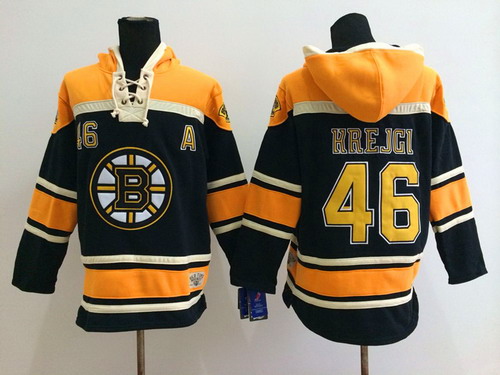 Boston Bruins #46 David Krejci Black Old Time Hockey hoodie Stitched