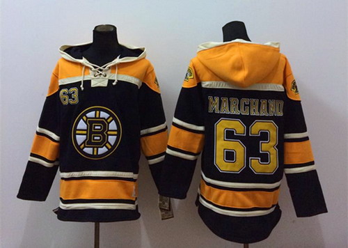 Boston Bruins #63 Brad Marchand Black Old Time Hockey hoodie Stitched