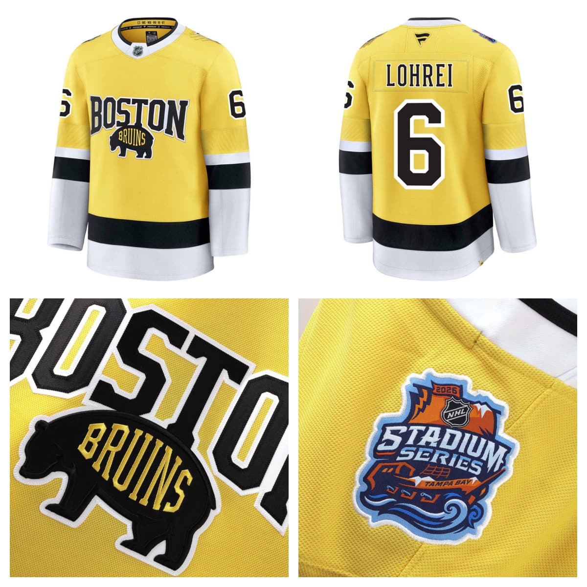 Boston Bruins 2026 Stadium Series Fanatics Premium  Mason Lohrei  Jersey