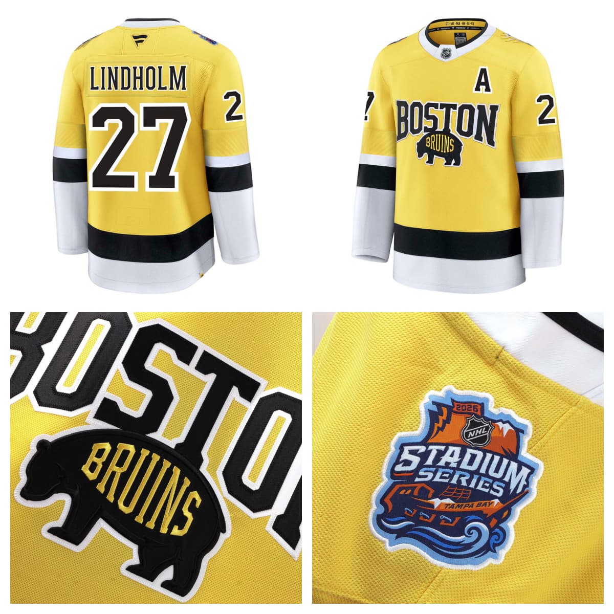 Boston Bruins 2026 Stadium Series Fanatics Premium Hampus Lindholm  Jersey