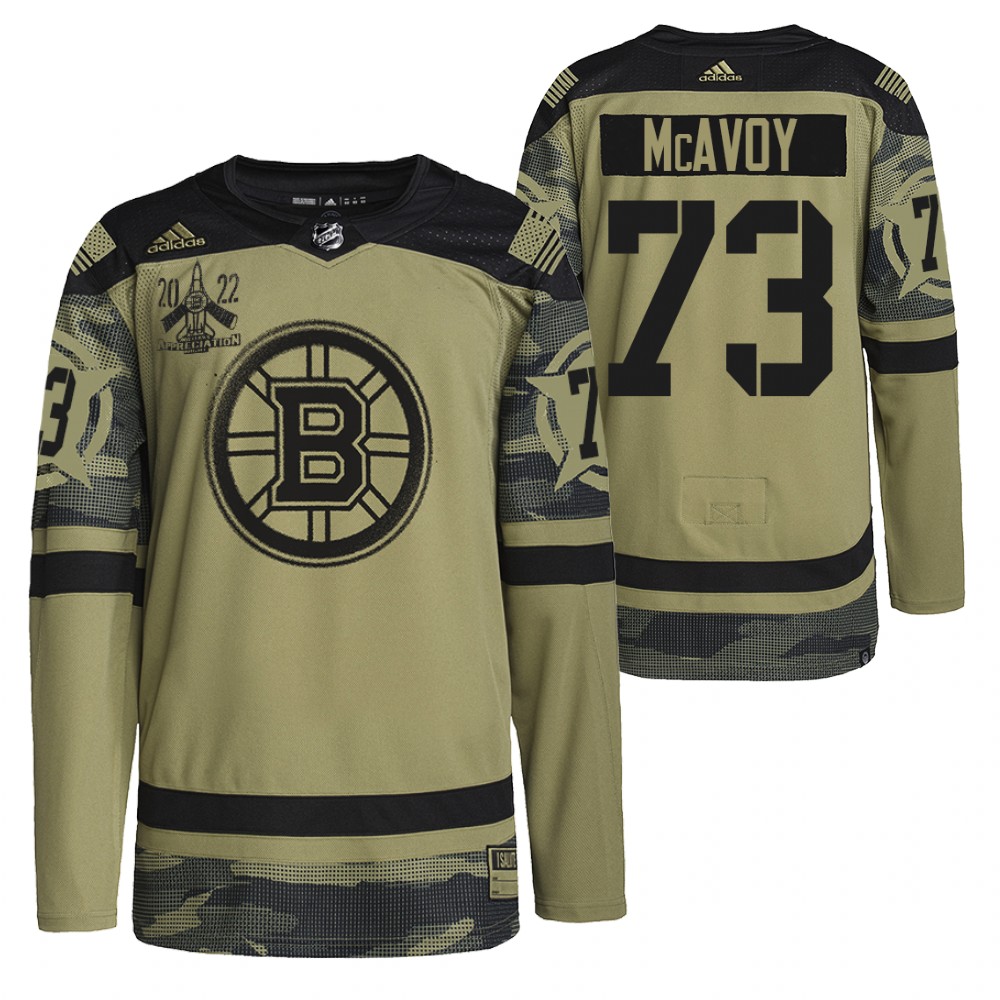Boston Bruins Charlie McAvoy Camo 2022 Military Appreciation Night Primegreen Authentic Jersey Stitched