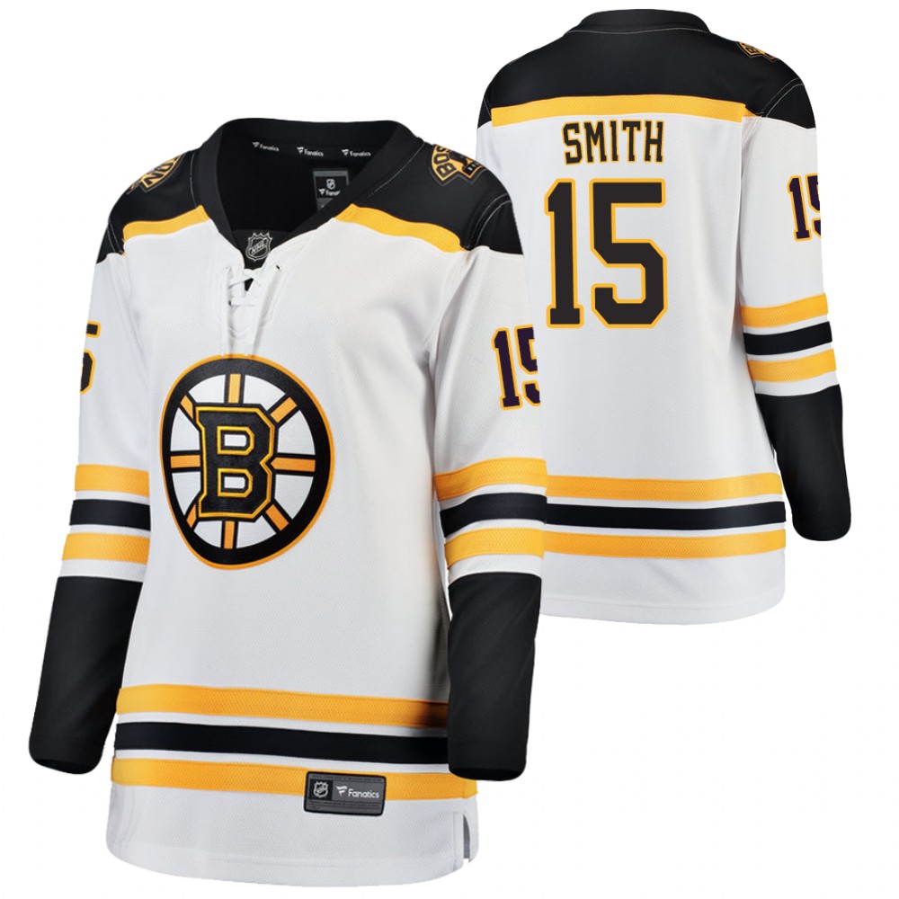 Boston Bruins Craig Smith Women White 2020-21 Away Jersey