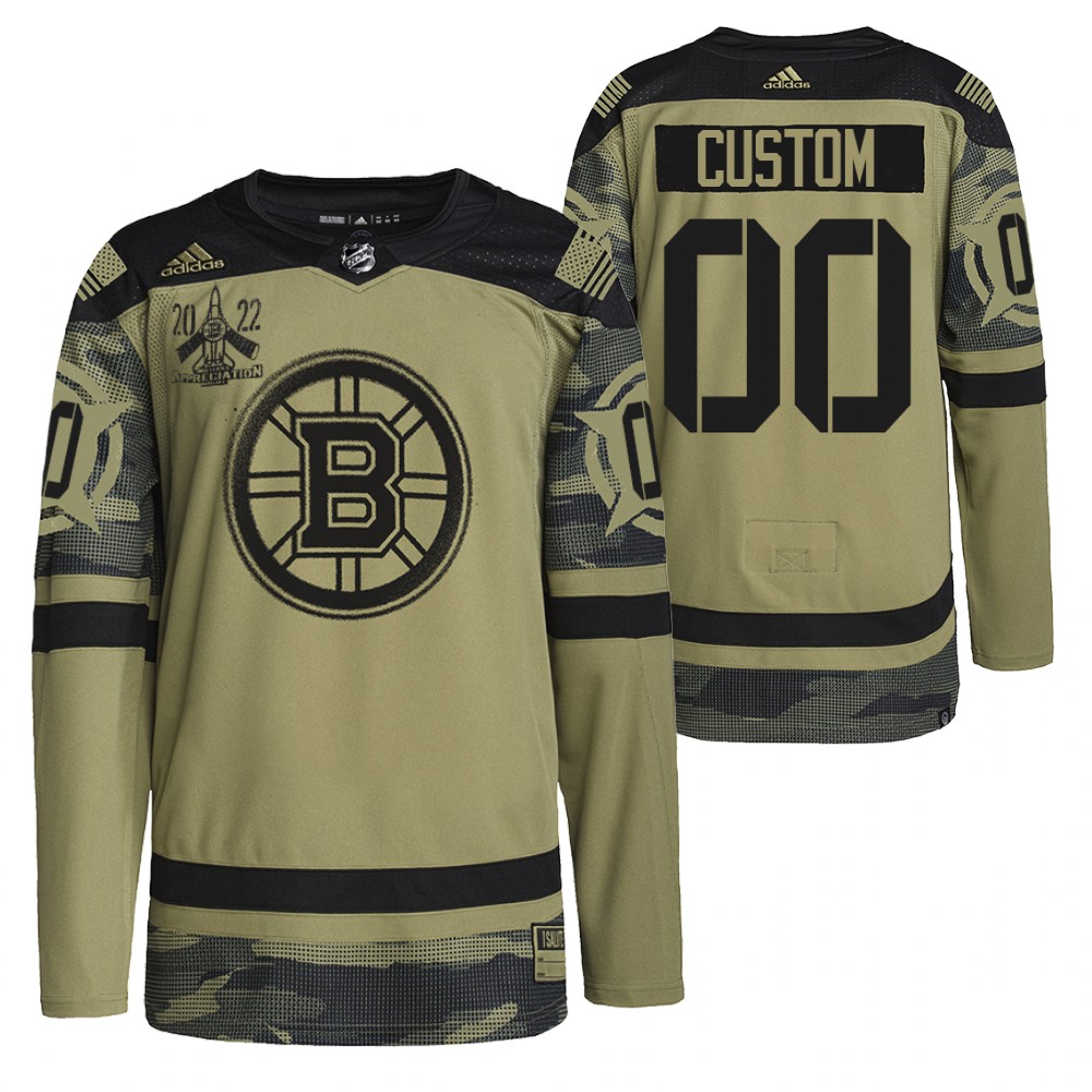 Boston Bruins Custom Camo 2022 Military Appreciation Night Primegreen Authentic Jersey