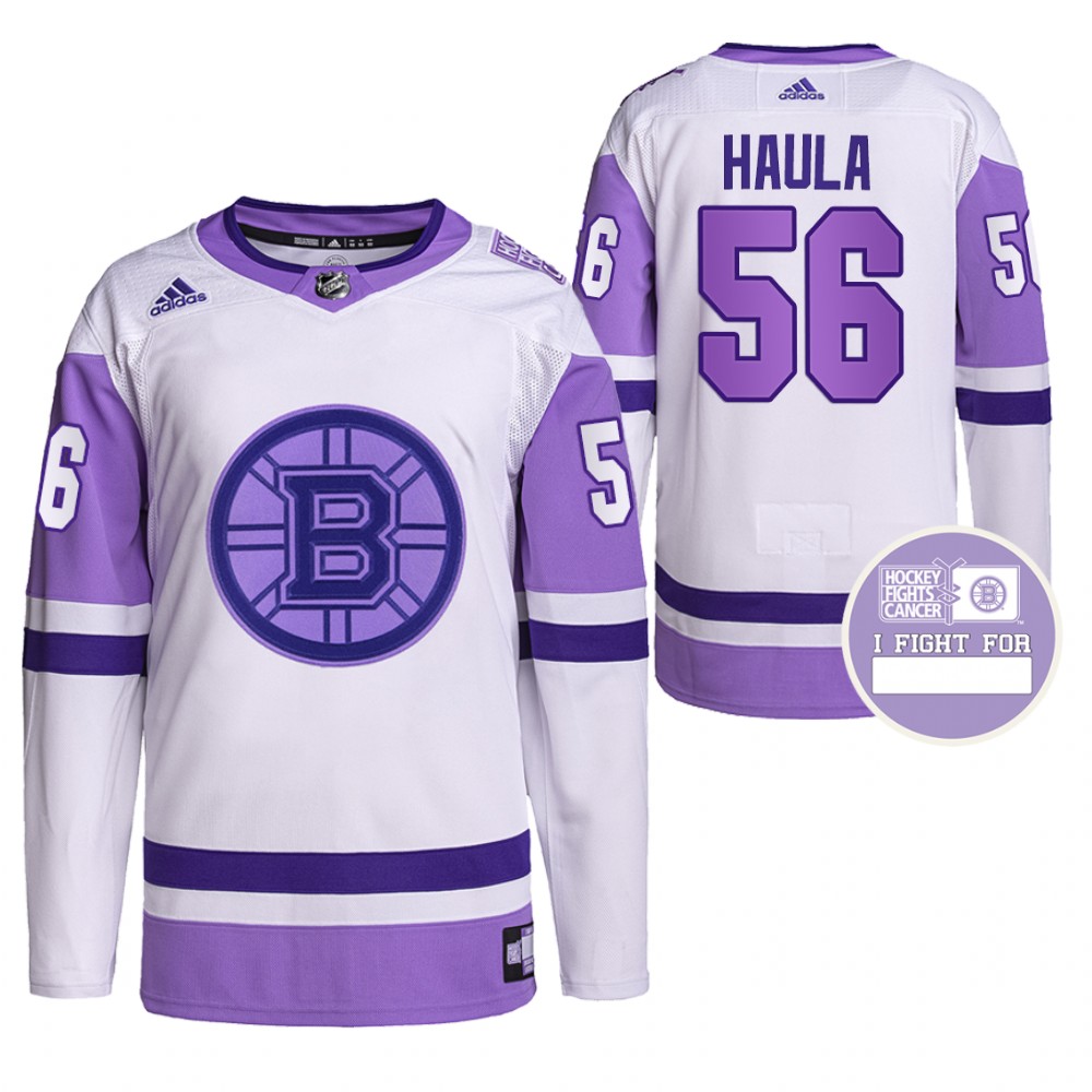 Boston Bruins Erik Haula Hockey Fights Cancer White Purple Primegreen Authentic Jersey